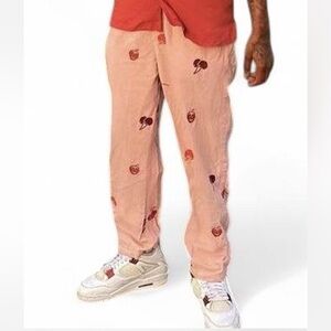 UO Embroidered classic corduroy pant in pink size med